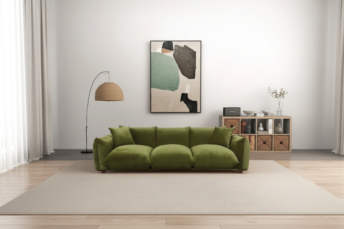 Divano lussuoso Mid-Century Modern in Boucle/Velluto