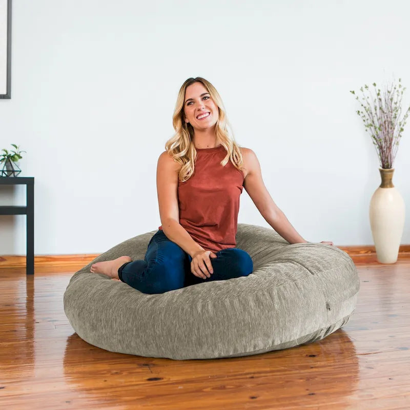 Pouf lounge Cocoon con rivestimento in ciniglia