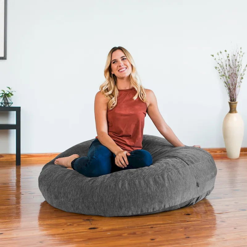 Pouf lounge Cocoon con rivestimento in ciniglia