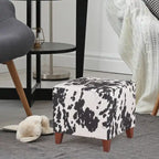 Pouf Contenitore Cubo Stile Britannico con Stampa Mucca, Panchina da Casa, Poggiapiedi Classico