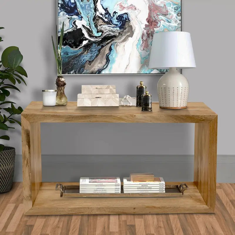 Madia consolle in legno di mango da 52 pollici, cubo aperto, 1 ripiano