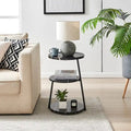 Tavolino d'appoggio rotondo a 3 livelli con bordo rialzato e gambe asimmetriche in metallo in stile Mid-Century Modern