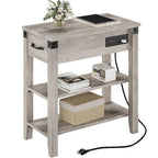 3-Tier Narrow Side Table with Drawer and Storage